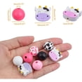 thumbnail image 3 of 80pcs Mixed Cow Style Print Wood Beads Natural Round Wood Beads Handmade Polished Cow Spacer Beads with a Hemp Rope for DIY Crafts Garland Jewelry Making Party Decoration, 3 of 7