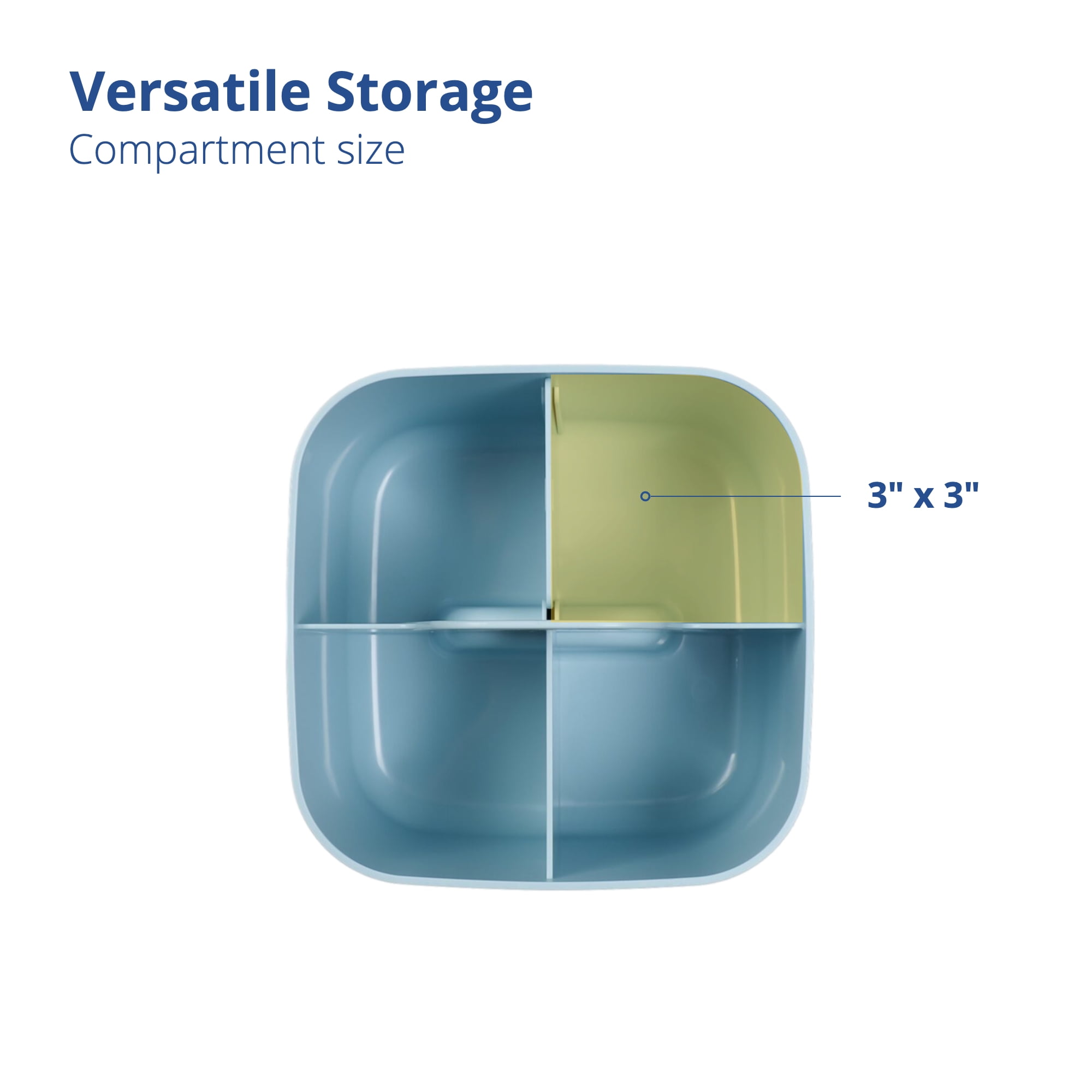 Blue Ginkgo Plastic Portable Square Storage Caddy, Blue