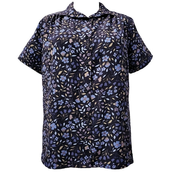 A Personal Touch Women's Plus Size Short Sleeve Button-Front Tunic with Shirring - Grey Rachael - 2x