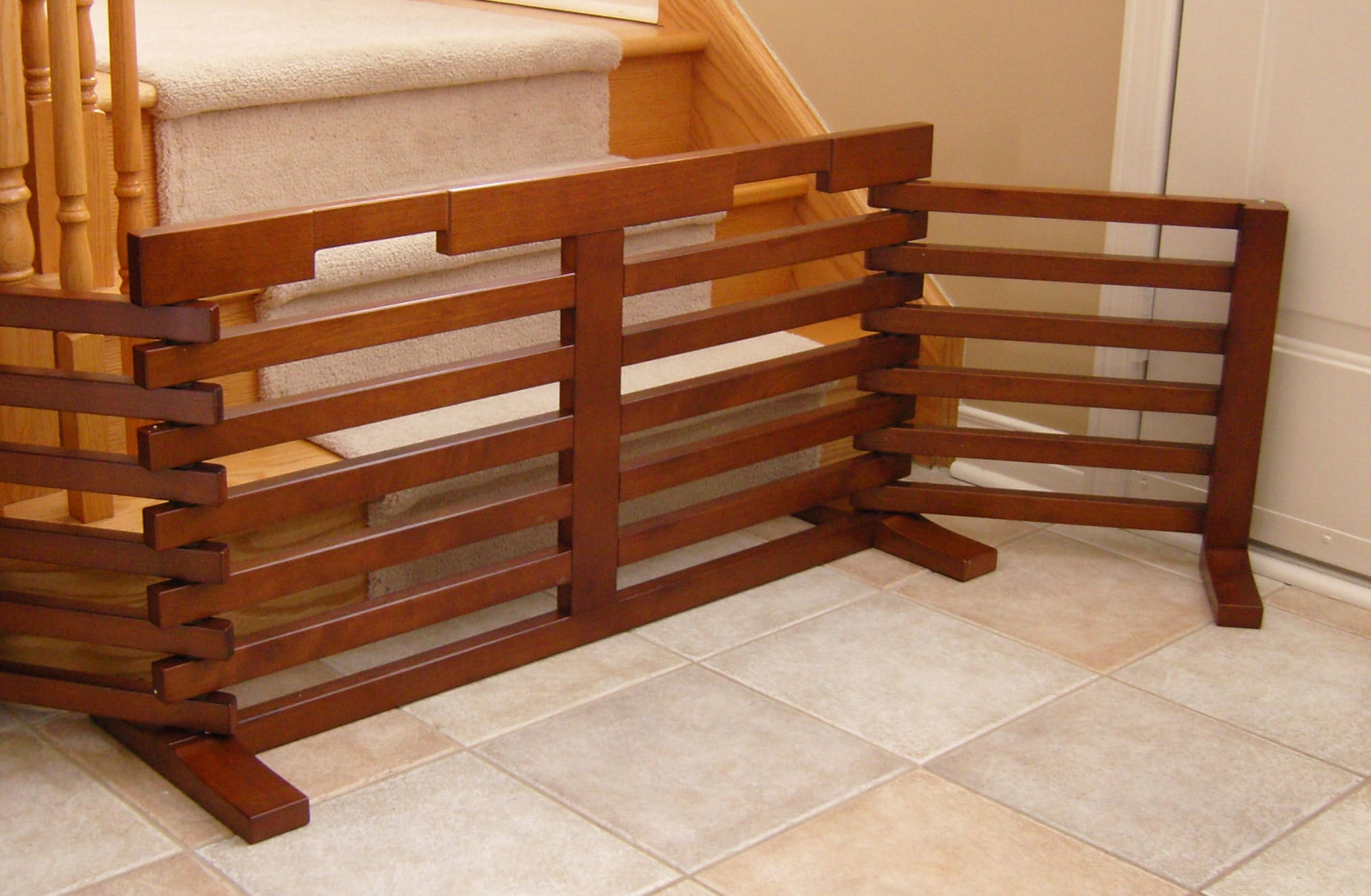 Contemporary Home Living 29.75" Mahogany Brown Unique High Gate-N-Crate Rectangular Folding Pet Gate