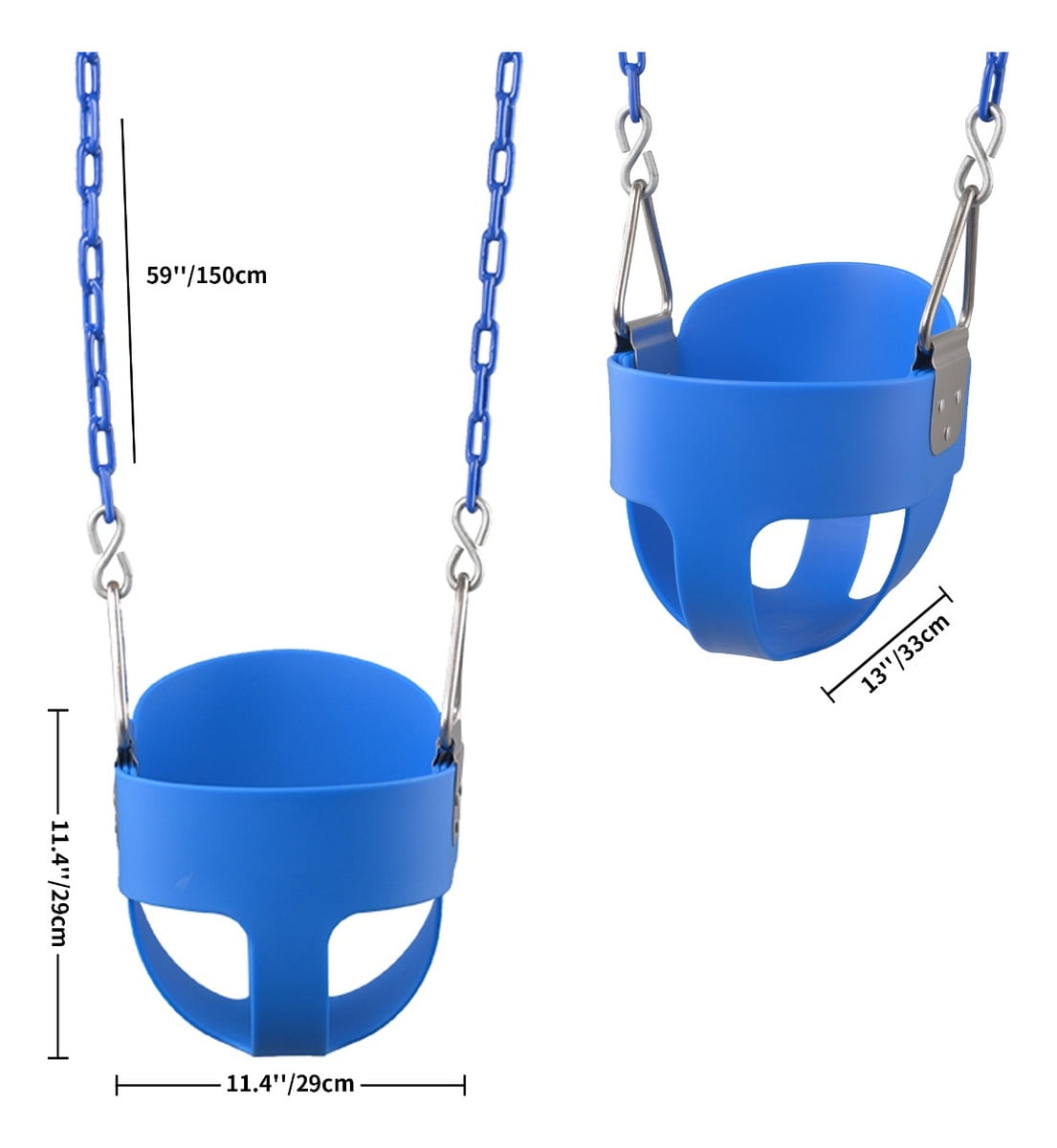KINSPORY Toddler Swing Set, 59" Heavy-Duty Coated Iron Chains Baby Swing, High Back Full Bucket Infant Seat with Tree Straps, Backyard Outdoor Indoor