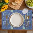 thumbnail image 4 of Botanical Blue Placemats Set of 8, Vintage Flower Butterfly Abstract Bird Placemats for Dining Table, Place Mats for Kitchen Tabletop, Waterproof Wipeable Dining Table Mats Set, 4 of 9