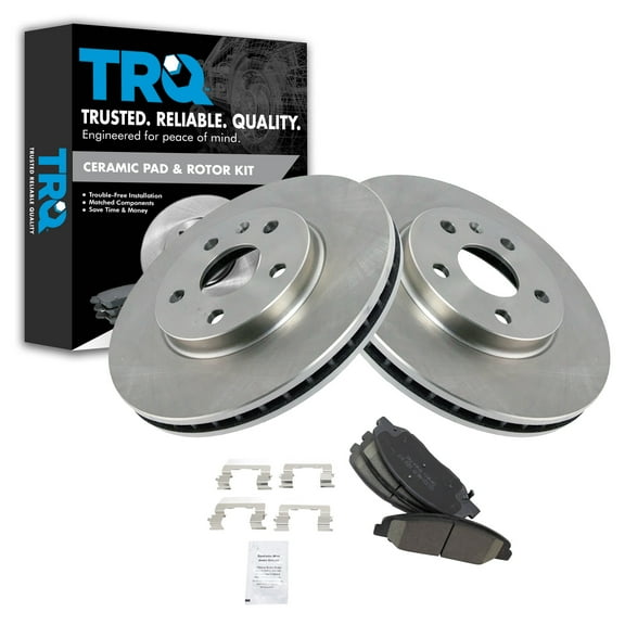 TRQ Front Brake Pad & Rotor Kit Brake Pads Brake Rotor Ceramic Fits Select 2008-2014 Cadillac CTS
