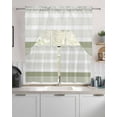 thumbnail image 2 of Sage Green Stripe Kitchen Curtains Swag Valance and Tier Curtains Set 24 Inch Length, Modern Rustic Horizontal Green Striped Rod Pocket Drape Panels Pair Swag Curtain for Bathroom/Cafe/Window, 2 of 6