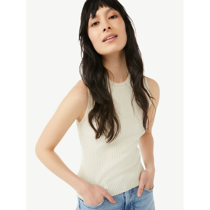 Free Assembly Women's Ribbed Sweater Tank Top - Walmart.com