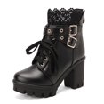thumbnail image 1 of Botas con plataforma MEOTINA Goth Lace Hebilla Gothic Black 6.5, 1 of 6