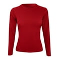 thumbnail image 3 of Womens Long Sleeve Stretch Crewneck Ribbed T Shirt Fitted Casual Basic Tops Running Shirts Women Ladies Tee Tops Casual T Shirts Women Athletic V Neck Shirts Women S T Shirts Women Tops Long Sleeve, 3 of 3