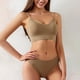thumbnail image 2 of Conjunto de lencería sin costuras de 2 piezas con cuello en V para mujer: sujetador sin relleno y tanga, poliéster, color liso, estilo sexy/casual, adecuado para primavera/verano, 2 of 7