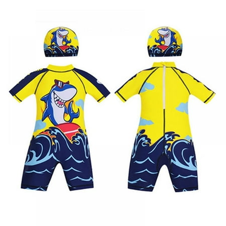 

BULLPIANO Toddler Boys One Pieces Swimsuit Set Swimwear Bathing Suit Rash Guards with Sun Hat UPF 50+