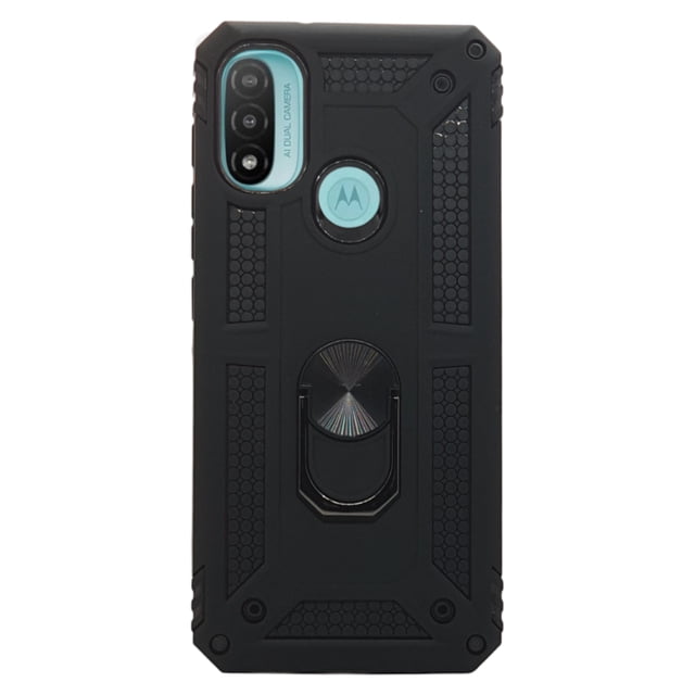 Funda Uso Rudo con Anillo Magnético Cely Vesmir Para Motorola E20 Negro Más 2 Micas de cristal