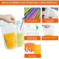 thumbnail image 3 of 100 Bolsas de Bebidas con 100 Popote - 500ml Bolsas Frias Contenedor de Bebidas de Hielo Bolsas Reutilizables para Bebidas Transparentes para Bebidas Frias y Calientes, SN-YLD-100, 3 of 7