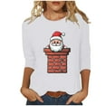 thumbnail image 2 of Cadancy Christmas Tops for Women 2025 Party Santa Crewneck 3/4 Sleeve Blouse Plus Size Vintage Casual Holiday Blouses Xmas Dressy Winter Funny Shirts, 2 of 5