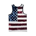 thumbnail image 3 of Mens Graphic Tank Top Muscle Workout Beach Sleeveless Shirt, US Flag, Size: XL, Spicy Tuna, 3 of 5