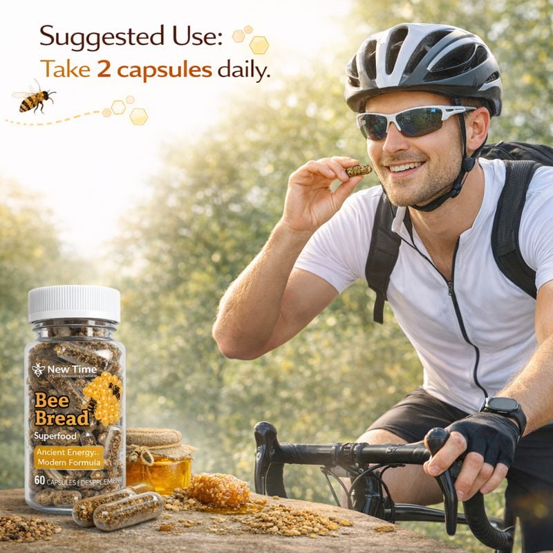 Bee Bread 60 Capsules - Fermented Bee Pollen (Perga) - Natural Dietary Supplement for Men and Women