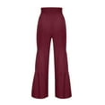 thumbnail image 5 of Idoravan Women's Size Pants Womens Fashion Casual High Waist Elastic Waist Drawstring Straps Solid Color Ruffle Wide Leg Long Pants, 5 of 5