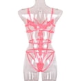 thumbnail image 2 of Mono de lencería sexy body de vendaje erótico de encaje de flores huecas, S, rosa AweSitey XX000114-03, 2 of 7