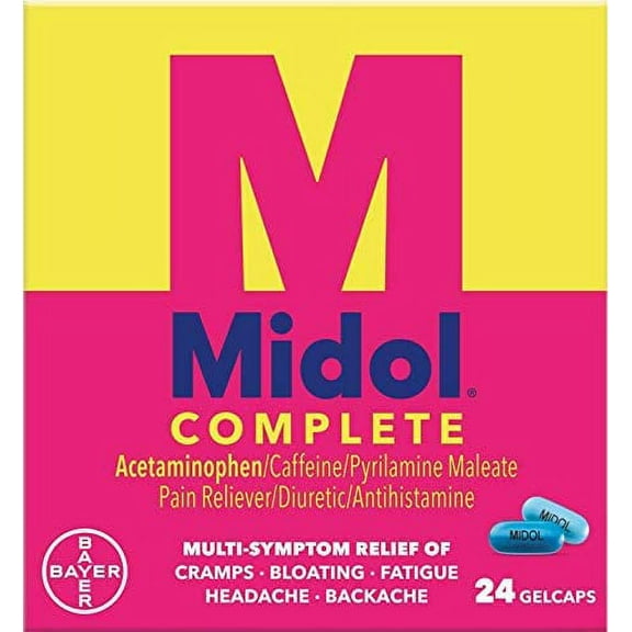 Midol Complete Maximum Strength Acetaminophen Menstrual Pain Reliever, 24 ct