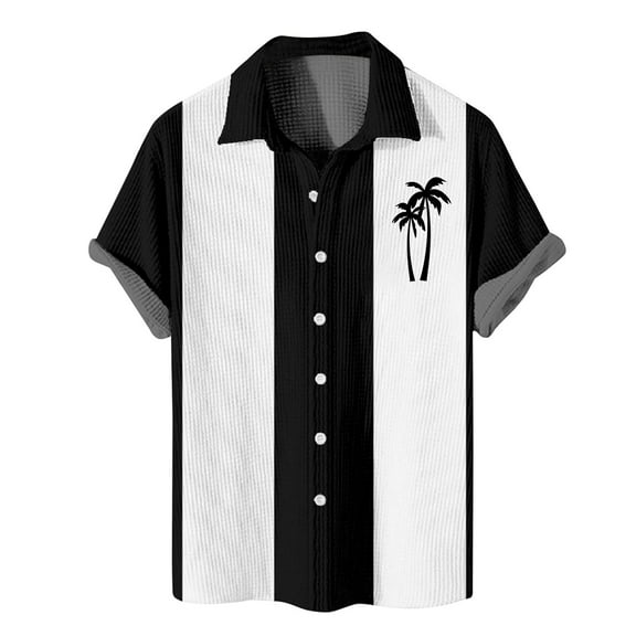 Yiaimeir Hawaiian Printed Button Short Sleeve Shirts Casual Fashion Oversized Short Sleeve Shirts,Size M-8XL