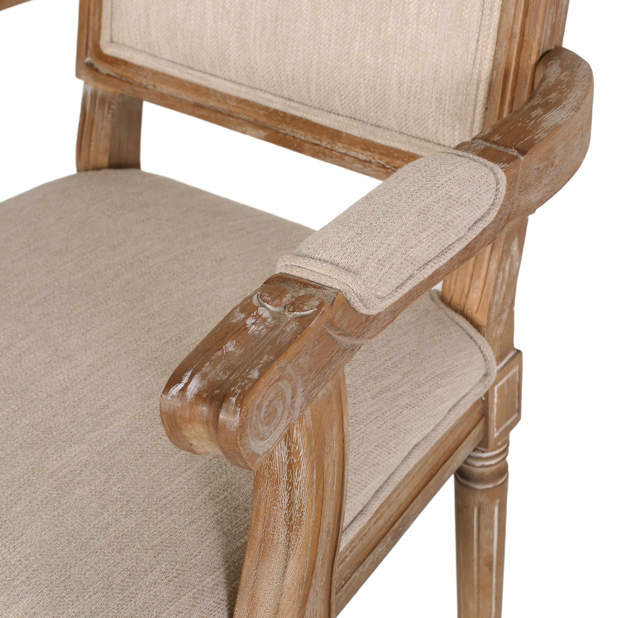 Noble House Bryan Fabric Upholstered Wood 5 Piece Circular Dining Set, Natural and Beige