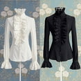 thumbnail image 1 of New Women Office Lady Victorian OL Shirt High Neck Ruffle Flounce T-Shirt Blouse, 1 of 5