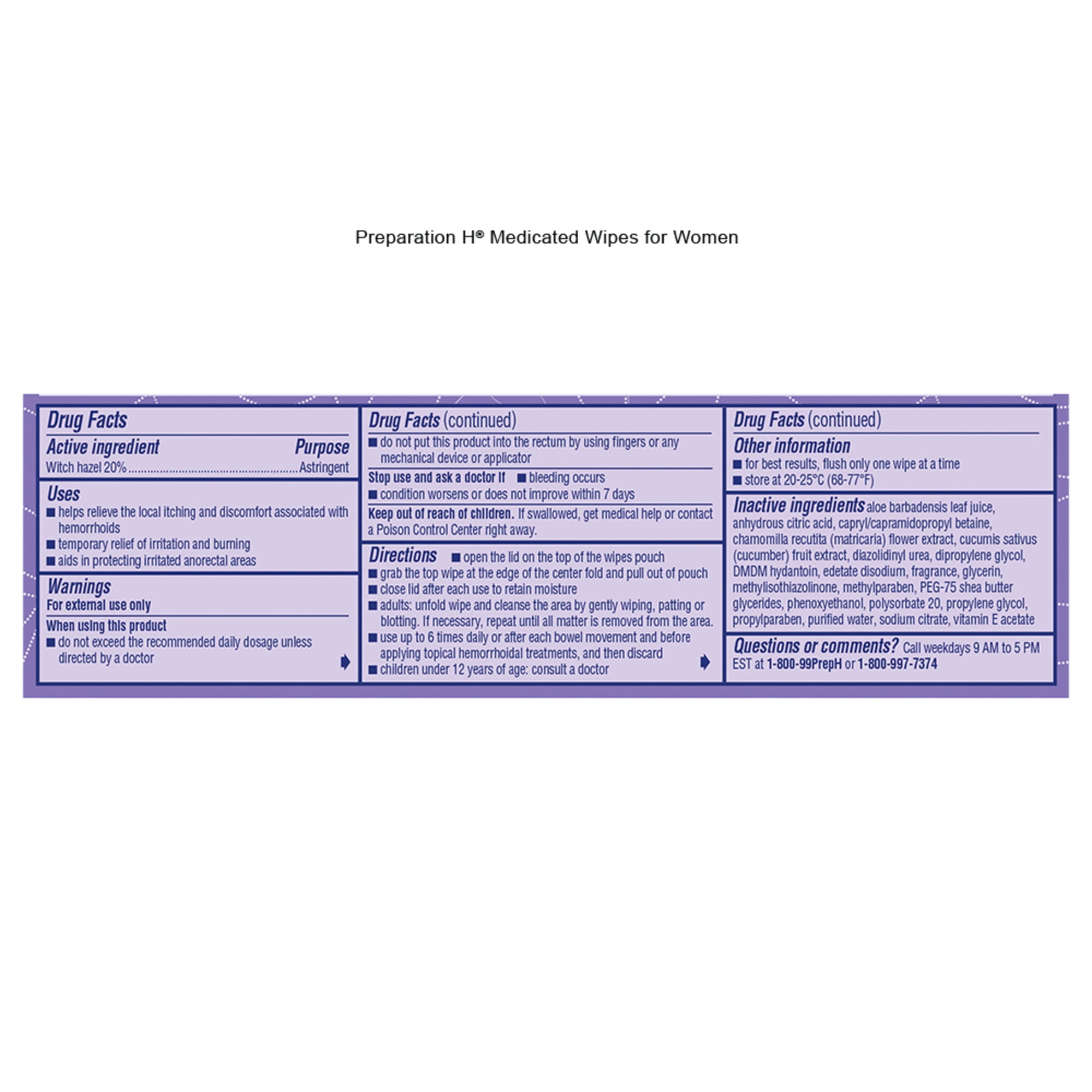 Preparation H Women's Hemorrhoid Wipes - 48 Count