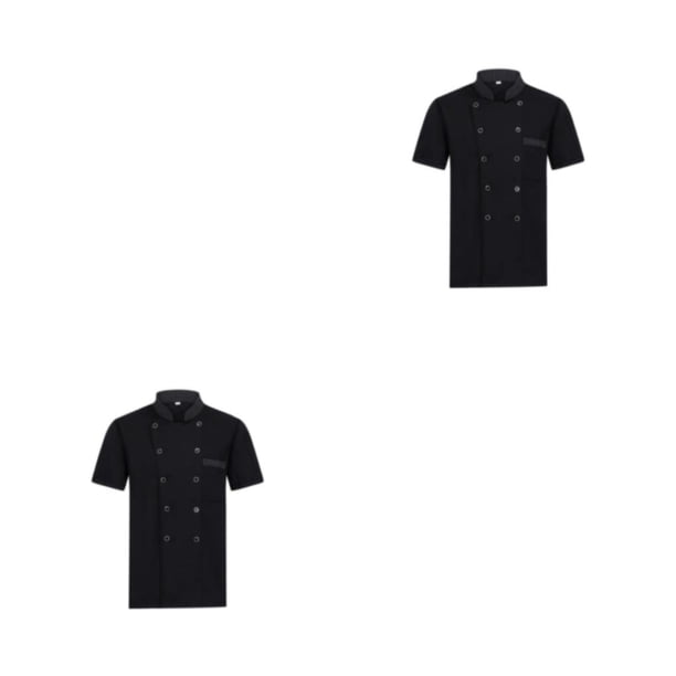 Minnieouse Uniformes de Chef, abrigo de Chef para mujer, chaqueta de trabajo resistente al desgaste para la piel, ropa de cocina de Hotel, ropa de Negro METRO 2Conjunto