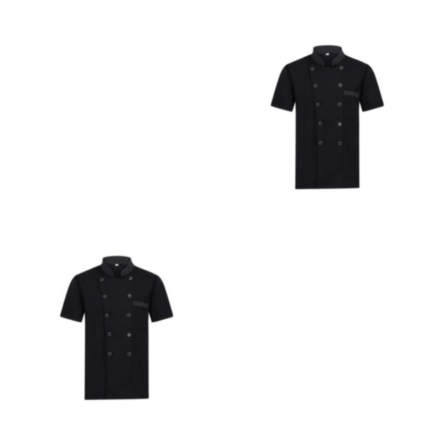 Qarigey Uniformes de Chef para hombre, abrigo de Chef de manga corta, transpirable, con doble botonadura, para trabajo, restaurante, Hotel, Type11 NO11
