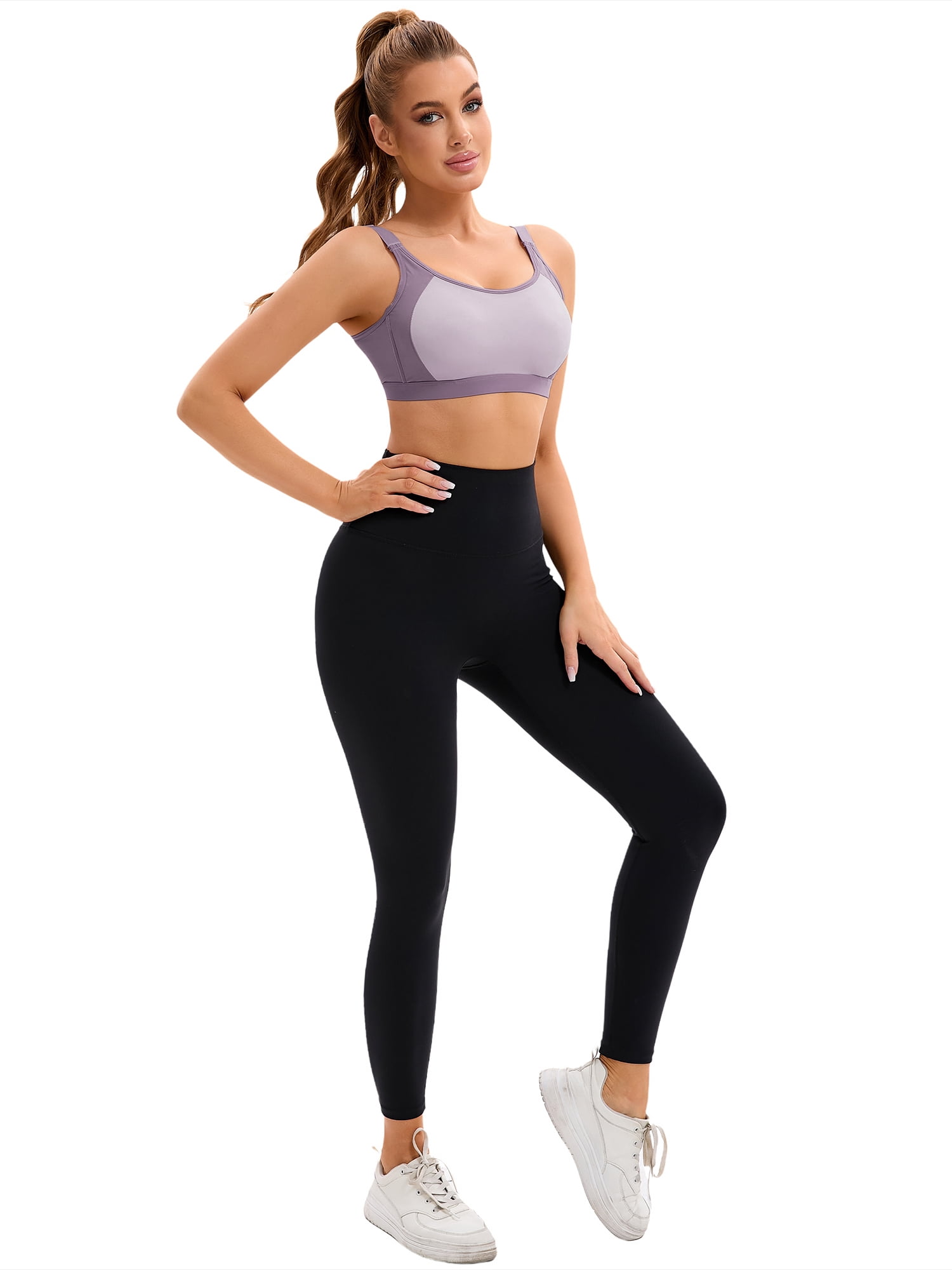Unique Bargains Women's Adjustable Straps Bras Fixed Cup U Back Sports Bras M Purple