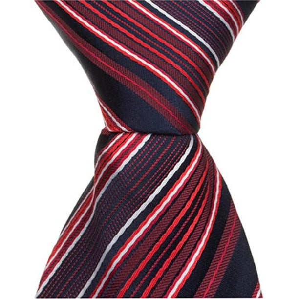 Matching Tie Guy 2634 R4 - 59 Po Cravate Adulte - Noir avec Bande Rouge et Blanche