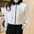 thumbnail image 4 of HongQid Womens Button Down Shirt Long Sleeve Classic Collared Tops Work Office Casual Chiffon Blouse, 4 of 4