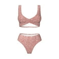 thumbnail image 4 of Daiia Rose Gold Glitter Women's Bikini Set Two Piece Swimsuit High Waisted Bikini Adjustable Straps Bikini Perfect for Beach, Pool, and Summer Vacation-Small, 4 of 9