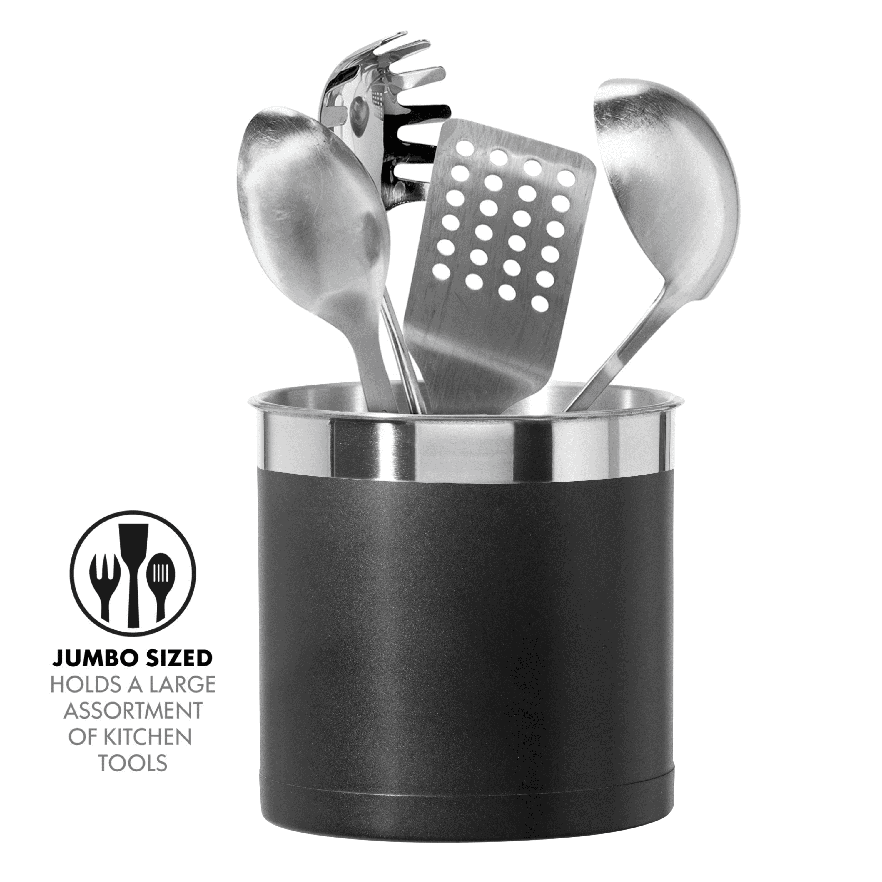 Stainless Steel Jumbo Utensil Holder (7" dia x 6.5" H)