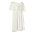 thumbnail image 6 of Swimsuit Coverup for Women Summer Bathing Suit Cover Up Waffle Knit V Neck Short Sleeve Beach Dresses White XXL, 6 of 8