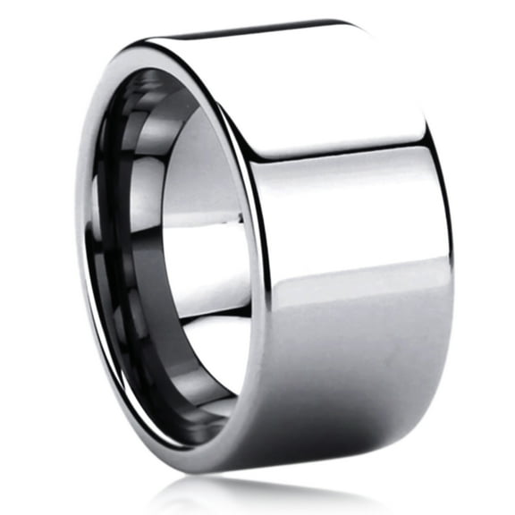 Free Engraving Men's Personalized Inside Engraving Tungsten Carbide Wedding Band Ring 12mm Flat Ring for Men