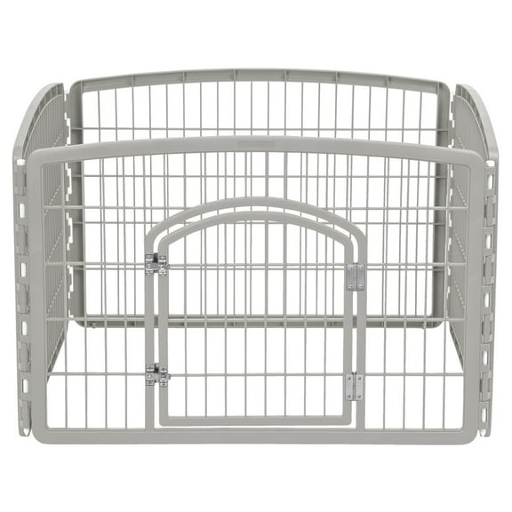 IRIS 24-inch Exercise 4-Panel Pet Playpen with Door, Silver
