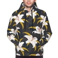 thumbnail image 4 of KLL Lilies Flowers Print Mens Hoodie Long Sleeve Casual Pullover Hooded Sweatshirt Fashion Drawstring Hoodies with Pocket-X-Large, 4 of 6