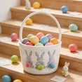 thumbnail image 4 of Deeceymbur Bunny Design Easter Baskets Cotton Linen Woven Storage with Handle Cute Buckets for Egg Party Decor Gift Spring Home Organizer Holiday Supplies, 4 of 6