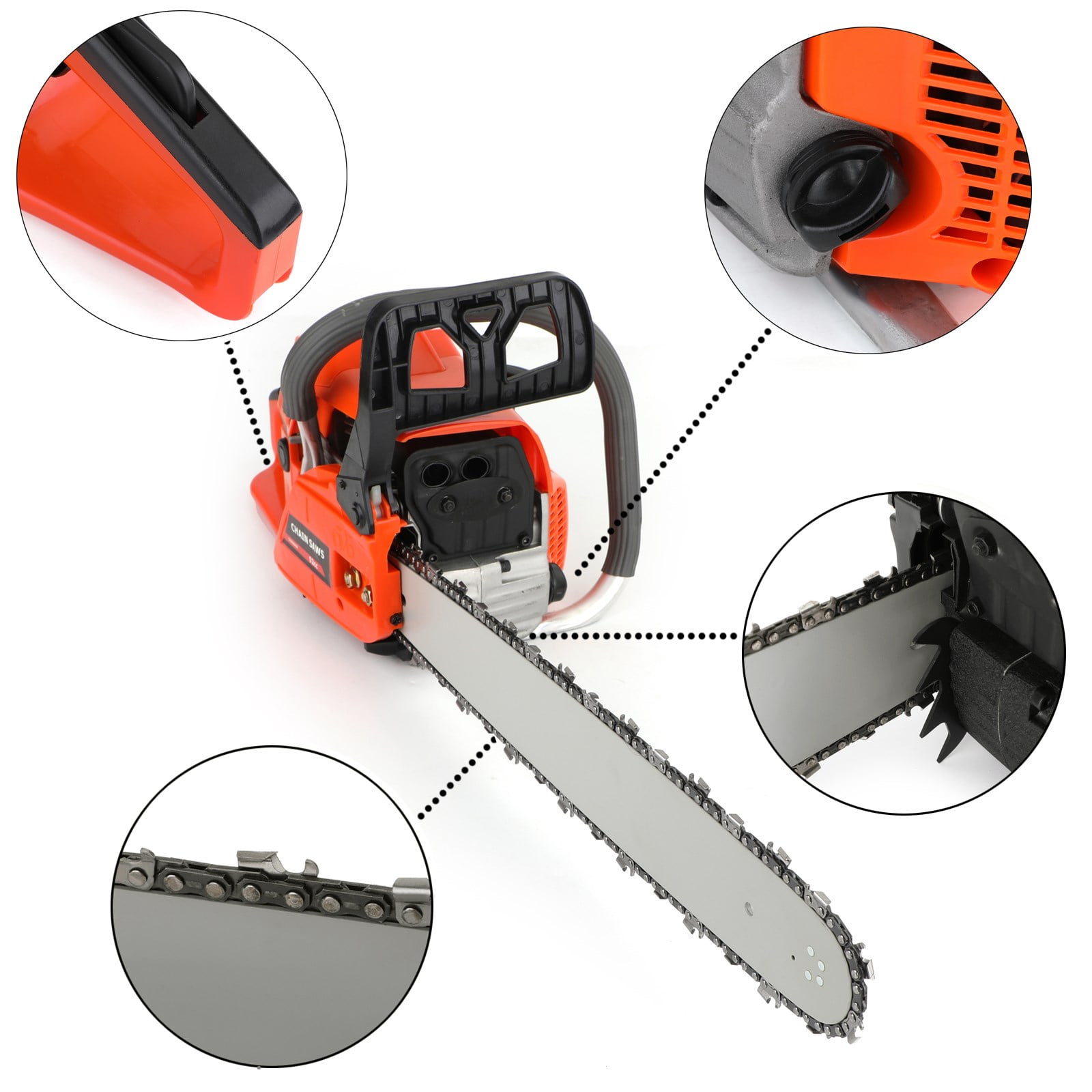 Gasoline Chainsaw with 22 in. Bar 52CC Engine 2-Cycle Powered Gas Chainsaw for Farm/Garden/Ranch/Firewood