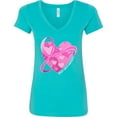 thumbnail image 3 of Inktastic Breast Cancer Awareness Pink Ribbon Around Heart Women's V-Neck T-Shirt, 3 of 5