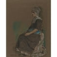 thumbnail image 2 of Emil Orlik 12x14 Black Ornate Wood Framed Double Matted Museum Art Print Titled: Volendam Girl in Costume (1898), 2 of 5