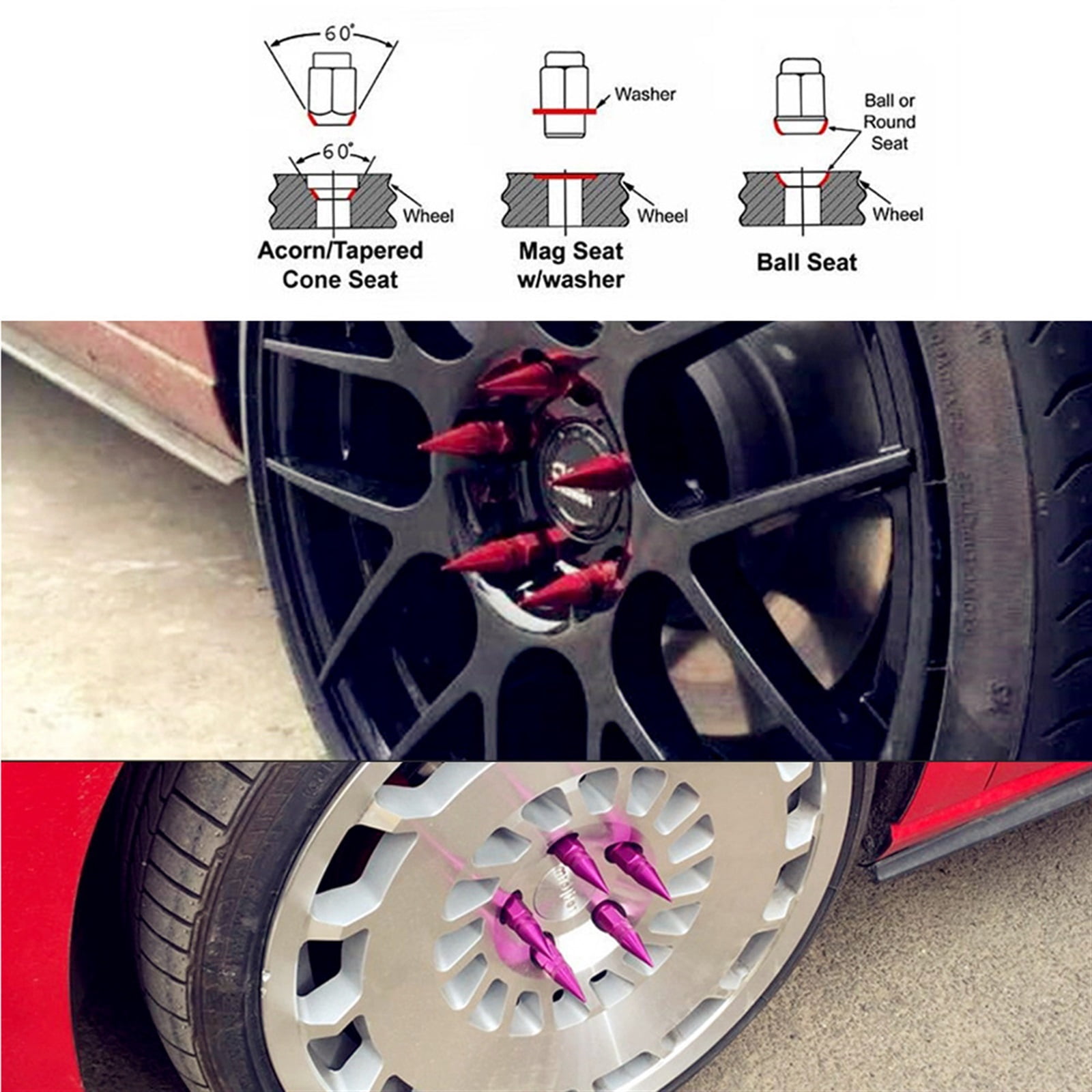 40PCS/Set, OEM Style Factory Lug Nuts, Aluminum Alloy Pointy Lug Nuts, Wheel Nuts, M12*1.5mm M12*1.25mm For Choice