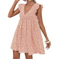 thumbnail image 4 of Deep V-Neck Women Floral Print Puff Sleeve Mini Dress, 4 of 4