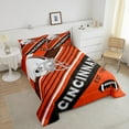 thumbnail image 5 of Football Sports Decor Twin Comforter Bedroom, American Football City Bedding Comforter Sets Orange and Black Football Team Bedding Graffiti 3D Helmet Quilt 2 Pieces (Cincinnati), 5 of 6