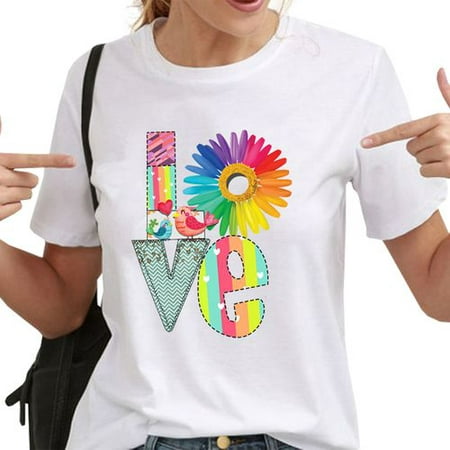 KABOER Love Daisy gay short-sleeved T-shirt black round neck casual T-shirt creative printing T-shirt versatile shirt fashion couple gift (Best Gay Couples On Tv 2019)