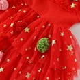 thumbnail image 6 of FAOWME Big Child Girls Christmas Dress Fly Sleeve Star Print Mesh Comfortable Fashion Tutu Dresses For Holiday Party Red 4-5 Years, 6 of 7