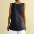 thumbnail image 3 of Women's Cotton Linen Sleeveless Camisole Tank Top With Pocket Black XL, 3 of 4