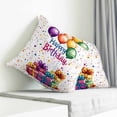 thumbnail image 4 of Throw Pillow Covers 18x18 Inch, Happy Birthday Decorative Pillow Cases for Couch Sofa Bed, Colorful Balloon Gifts Patterns Cotton Linen Square Home Decor Pillowcases with Hidden Zipper, 4 of 7