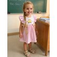 thumbnail image 5 of Cjfdfy Toddler Baby Girl Back to School Dress Kindergarten Outfits Baby Girls First Day of School Outfit 2 3 4 5 6 7 Years Apple School Bus Embroidered Bows Flying Sleeve Plaid Summer Fall Dress, 5 of 9