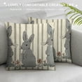 thumbnail image 3 of Grey Stripe Throw Pillow Cover Pillowcase Inch Set of Rabbit Holiday Linen Cushion Case for Home Sofa Bedroom Decoration, 3 of 5
