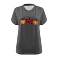 thumbnail image 4 of WREESH Womens Plus Size V Neck T Shirts Thanksgiving Shirts Pumpkin Graphic Print T-Shirt Casual Short Sleeve Tee Tops Gray, 4 of 5